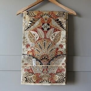Vintage Japanese Fukuro Obi Silk Gold‎ Brocade Floral Damask Kimono Sash 166x12